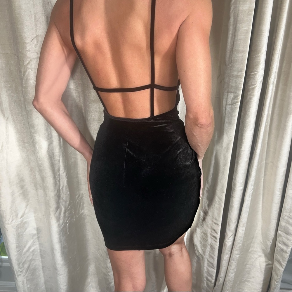 HANDMADE in LA Velvet/Velour Black stretch dress Small